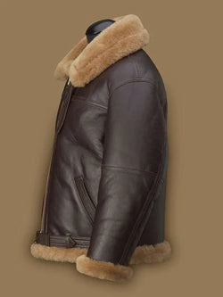 Men RAF Brown Shearling Jacket View 2