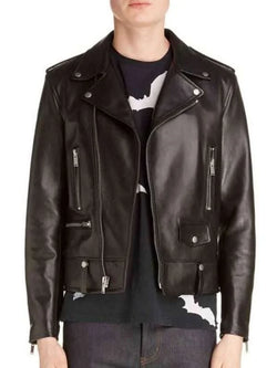 Josh Black Leather Moto Jacket View 1