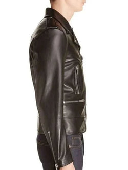 Josh Black Leather Moto Jacket View 3