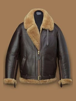 Men RAF Brown Shearling Jacket View 3