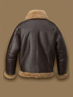 Men RAF Brown Shearling Jacket View 4