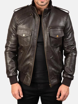 Agent Shadow Leather Jacket For Men View 1