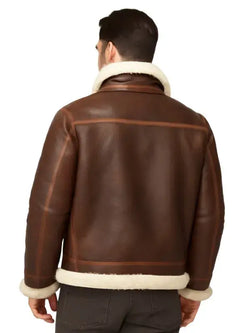 Alex Brown Sheepskin Shearling Aviator Leather Jacket View 2