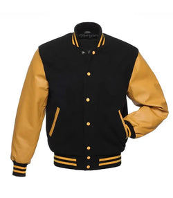Black And Gold Varsity Jacket View 1
