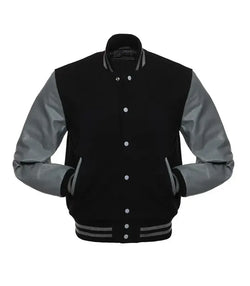 Black And Grey Varsity Jacket View 2