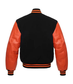 Black And Orange Varsity Jacket View 2
