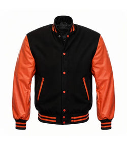 Black And Orange Varsity Jacket View 3