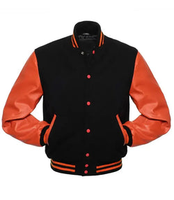 Black And Orange Varsity Jacket View 1