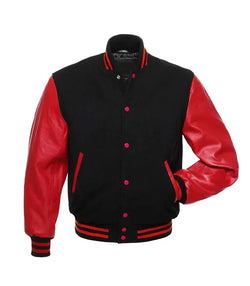 Black and Red Varsity Jacket View 1