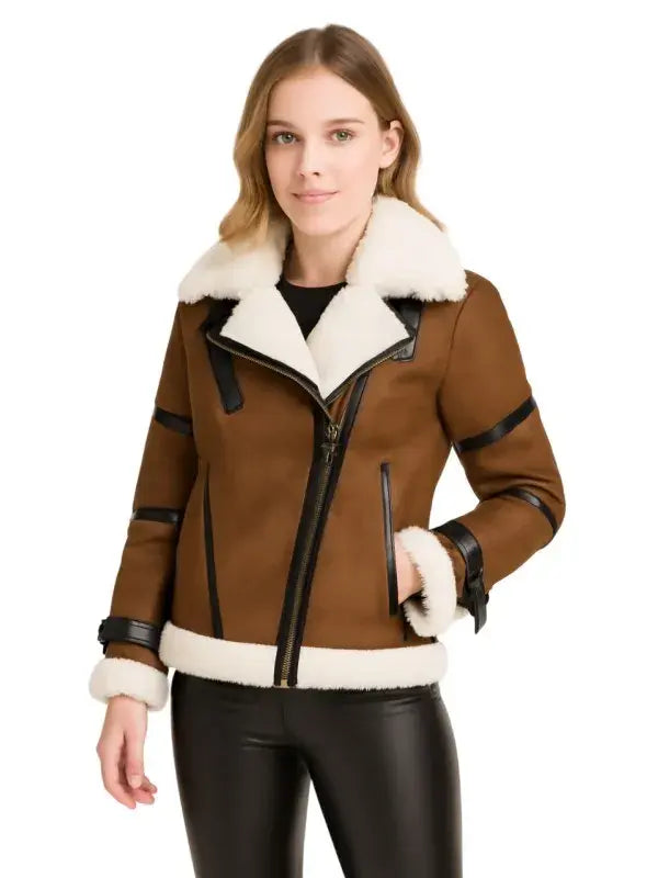 Women’s Asymmetrical Shearling Leather Jacket
