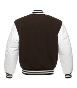 Brown And White Varsity Jacket View 3