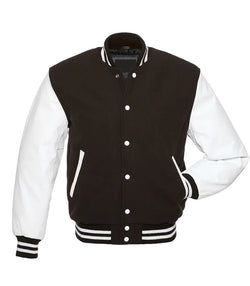 Brown And White Varsity Jacket View 1