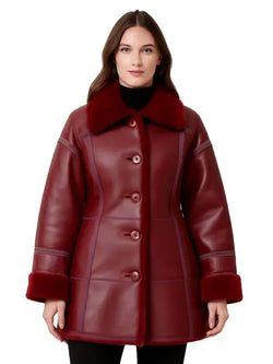 Women's Oversized Leather Shearling Coat View 1
