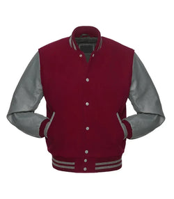 Cardinal And Grey Varsity Jacket View 2
