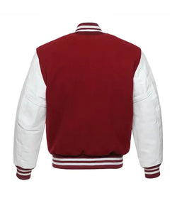 Cardinal And White Varsity Jacket View 3