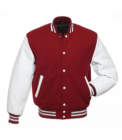 Cardinal And White Varsity Jacket View 1