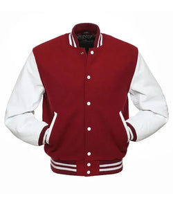 Cardinal And White Varsity Jacket View 2