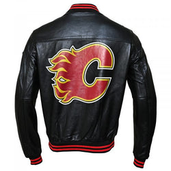 Men's Black Bomber Leather Jacket View 2