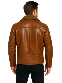 Men’s Brown Sheepskin Leather Jacket View 2
