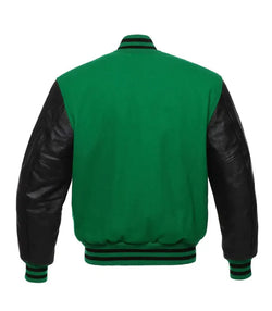 Kelly Green And Black Varsity Jacket View 3