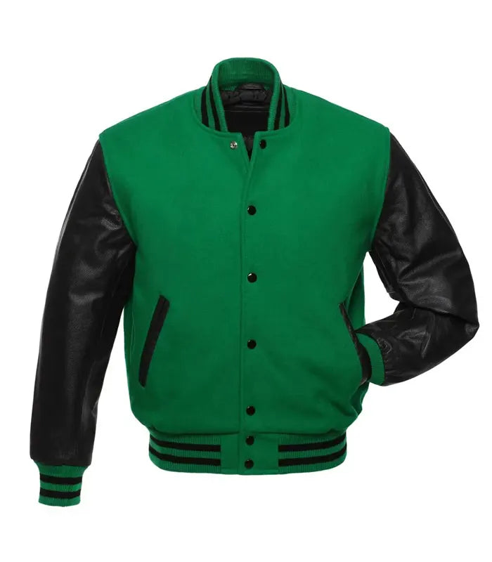 Kelly Green And Black Varsity Jacket