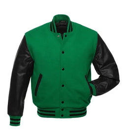 Kelly Green And Black Varsity Jacket View 1