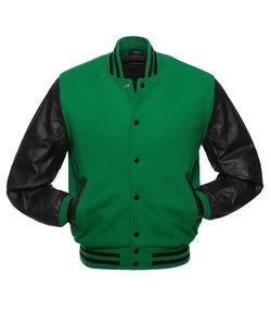 Kelly Green And Black Varsity Jacket View 2