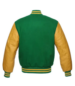 Kelly Green And Gold Varsity Jacket View 2