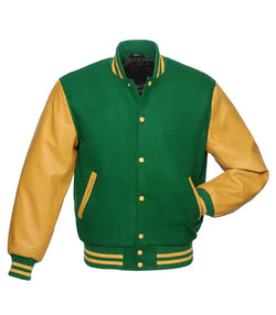 Kelly Green And Gold Varsity Jacket View 3