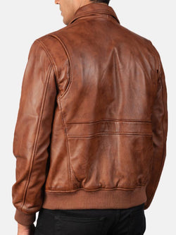 Big Flap Pockets Men’s Leather Bomber Jacket View 2