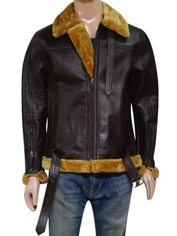Men RAF Brown Shearling Jacket View 1