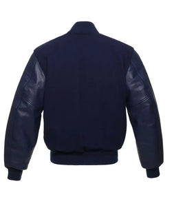 Navy Blue Varsity Jacket View 3
