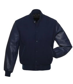 Navy Blue Varsity Jacket View 1