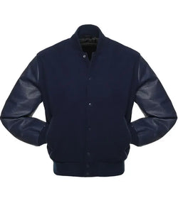 Navy Blue Varsity Jacket View 2