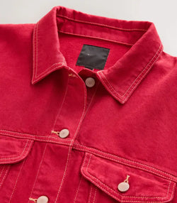 Red Denim Jacket View 4