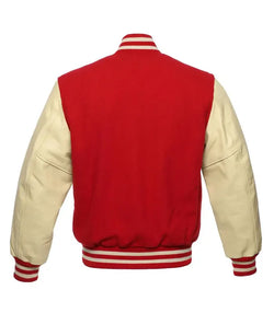Red And Natural Varsity Jacket View 3