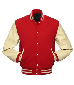Red And Natural Varsity Jacket View 2