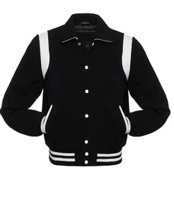 Retro Black Wool Varsity Jacket View 2