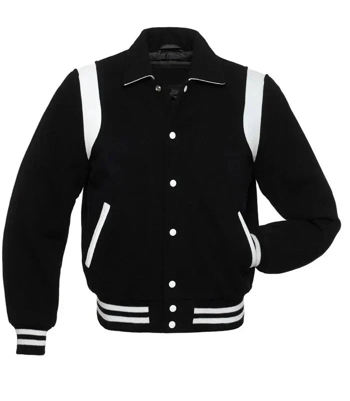 Retro Black Wool Varsity Jacket