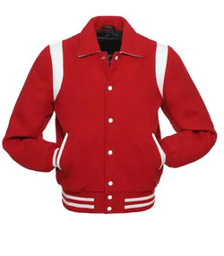 Retro Red Wool Varsity Jacket View 2