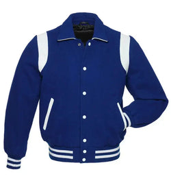 Retro Royal Blue Wool Varsity Jacket View 1