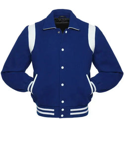 Retro Royal Blue Wool Varsity Jacket View 2