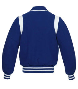 Retro Royal Blue Wool Varsity Jacket View 3