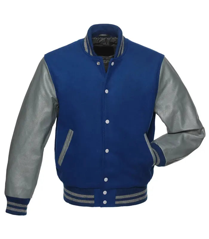 Royal Blue And Grey Varsity Jacket