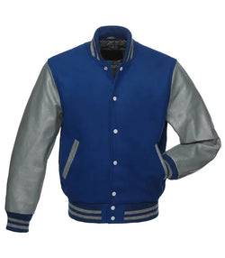 Royal Blue And Grey Varsity Jacket View 1