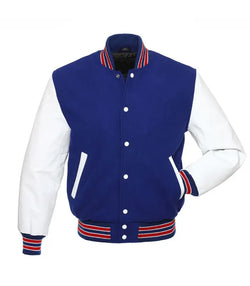 Royal Blue And White Varsity Jacket View 3