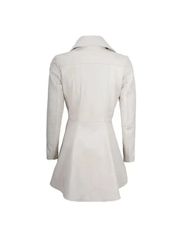 Womens White Peplum Leather Jacket View 3
