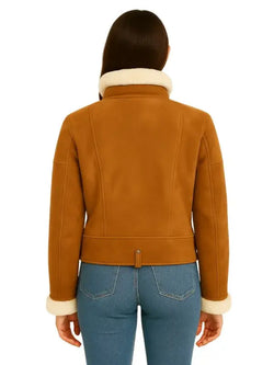 Women’s Genuine Sheepskin Shearling Leather Jacket View 2