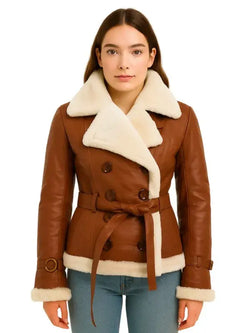 Women’s Shearling Brown Jacket View 1
