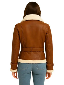 Women’s Shearling Brown Jacket View 2